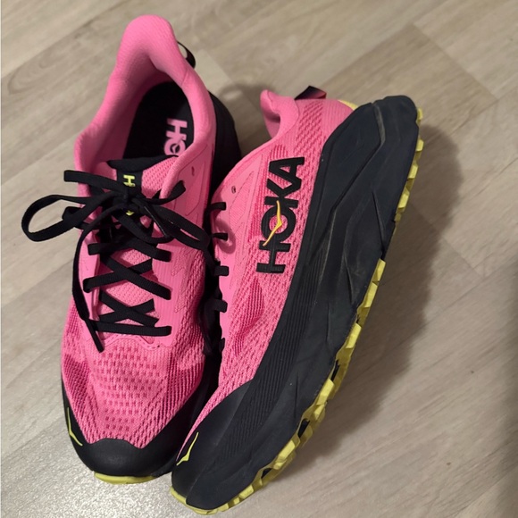 Hoka Women's Neon Pink and Black Athletic Shoes - Picture 3 of 5